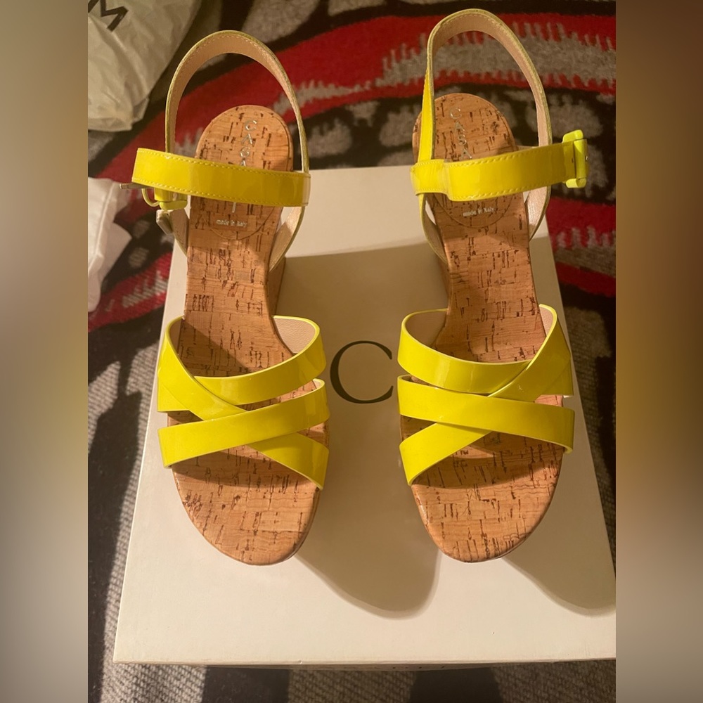 Casadei Cork platform wedge sandals. Size 37.5